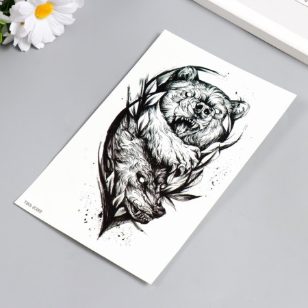 Tattoo on the body Black "Bear Red" MIX 21x11.5 cm-2