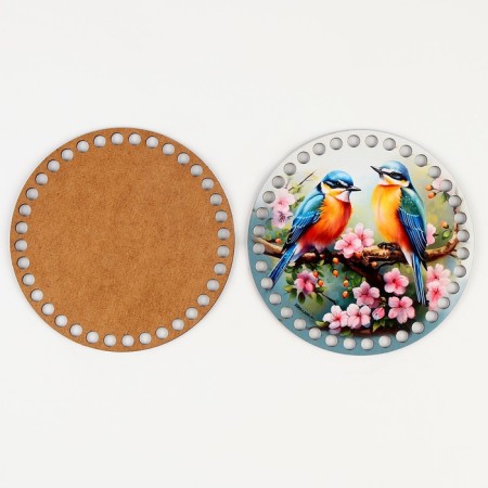 Bottoms for knitting 2 in 1 "birds on the apple tree", circle 15 cm, hdf 3 mm-4