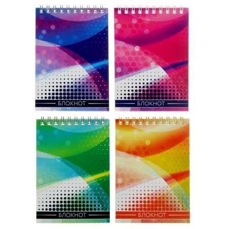 Notepad A6, 40 sheets in the cage on the crest of the "graphics", cover of shaky cardboard, mix