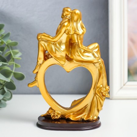 Polystone souvenir "Heart in love" Gold with red 15.5x10.5x6 cm-3