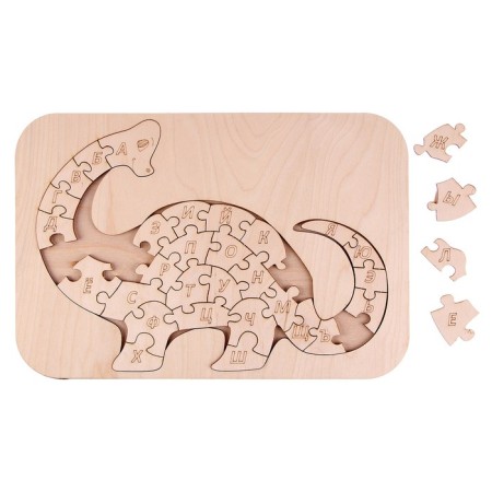 Wooden puzzle alphabet. Coloring "Dino"-1