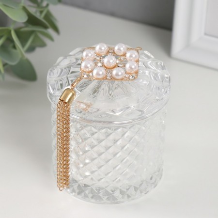Casket Glass "Pearl Romb" with a brush 6.6x6.5x7.8 cm-1
