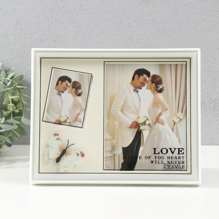 Multipher "Wedding" plastic, 2 photos (13x18 cm, 5.5x7.7 cm) cv. white