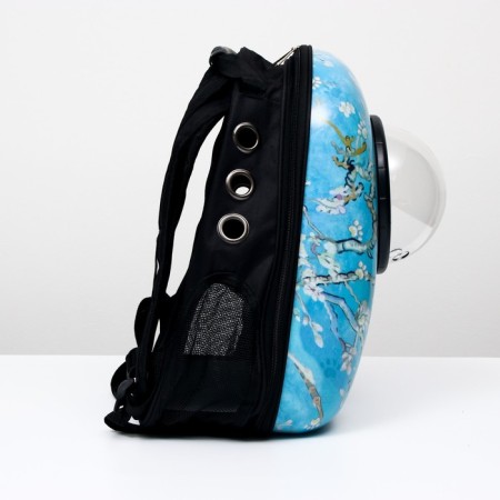 A backpack for carrying animals "paws", with a viewing window, 32 x 25 x 42 cm, blue-1