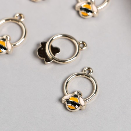 Decor for creativity metal, enamel "Bee on a ring" silver 1.3x1.6 cm