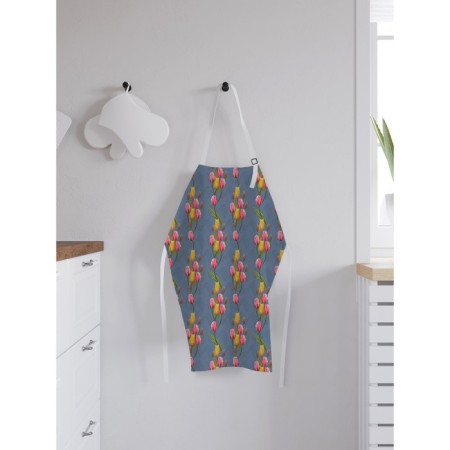 Apron kitchen with a photo print "Spring flowers", adjustable, size OS-1