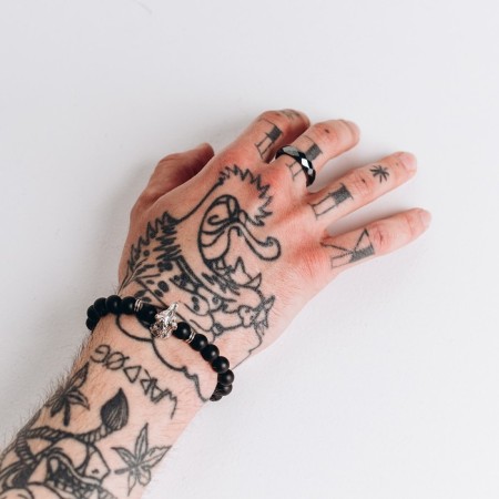 Bracelet Unisex "Bastion" wolf, black color with black silver, d = 7 cm-5