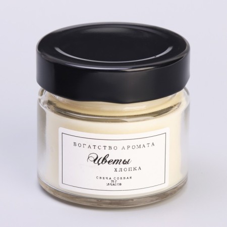 Aromatic candle made of soy wax in a jar, 75 g, cotton flowers-4