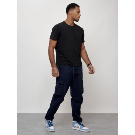 Cargo jeans men, size 48, dark blue color-2