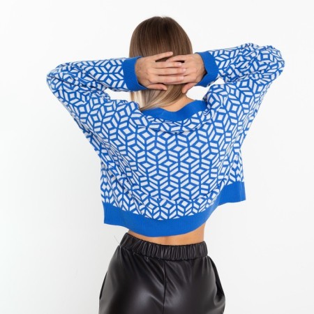 Cardigan female, color bright blue, size One size (42-46)-6