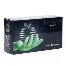 Перчатки Benovy нитриловые медицинские  XS 3,8 гр 50 пар. зеленые, цена за 1 пару