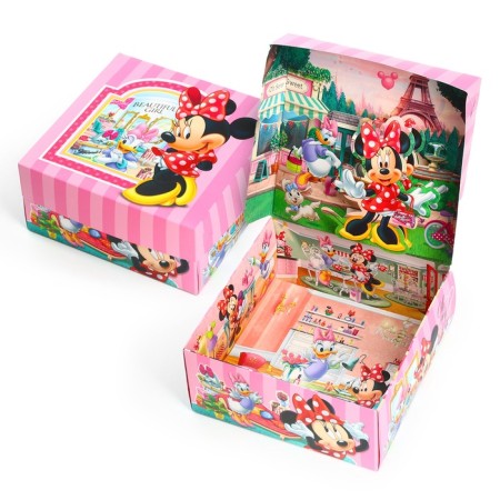 Gift Folding Box with 3D "Beautifil Girl", Minnie Mouse, 15x15x7 cm