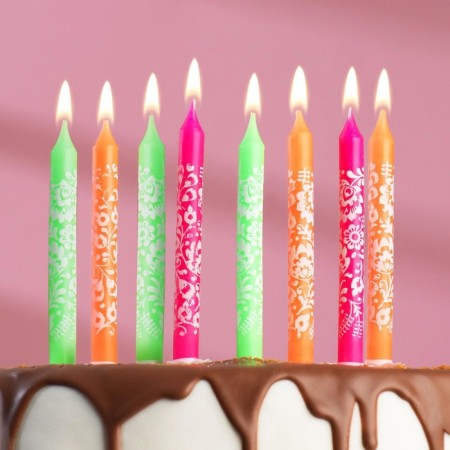 Candles for the Cake "Flowers", 7 cm, classic, set 8 pcs-5