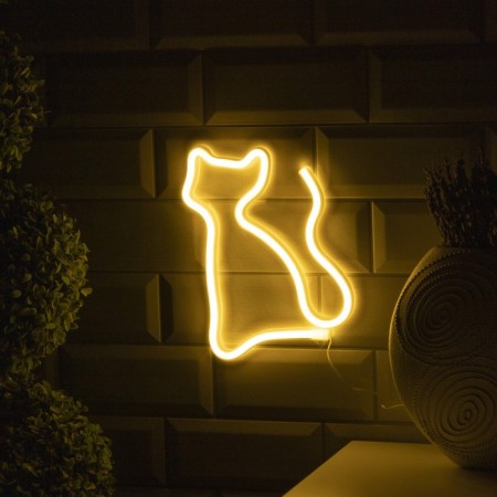 Neon sign “Cat” 16 × 23 cm, AAX3 batteries (not in the kit), USB, glow warm white