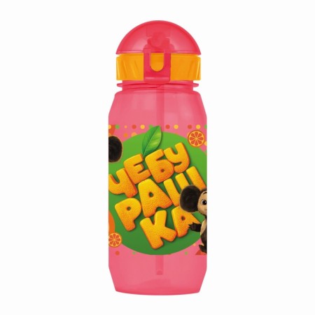 Baby bottle with silicone tube "Cheburashka", 400 ml., With a lace, color and drawing mix-12