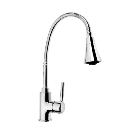ACCOONA A4890-4 kitchen mixer, single-leaf, flexible spout, with nut, 2 modes, chrome