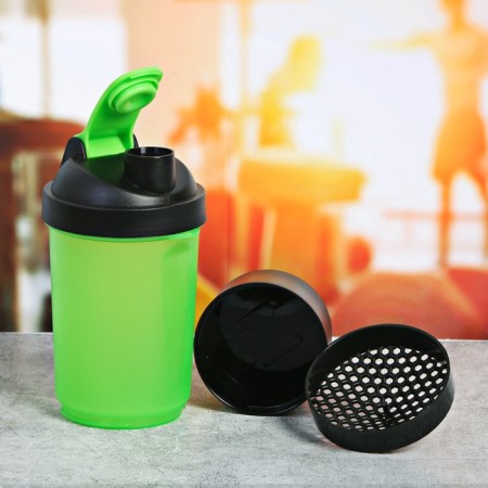 Sports shaker with a bowl for protein, green, 500 ml-2