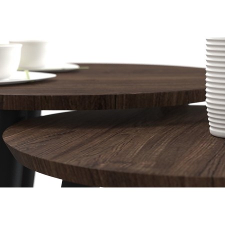 Tables DQ Malit NUT D600 (500), H450 (400), Black Muar, MDF Dark Tree-2