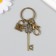 A metal keychain with a carbine "openwork key and a lock" bronze 8.6 cm