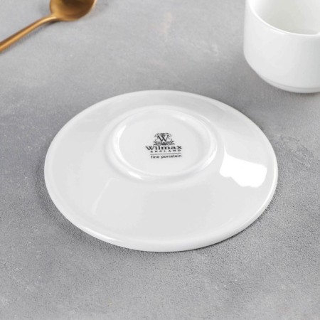 Coffee steam porcelain Wilmax Stella, 2 items: mug 140 ml, saucer, white color-3
