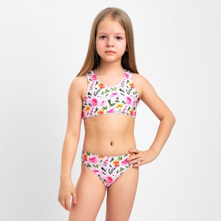 Children's swimsuit KAFTAN "Flowers", height 98 cm, pink