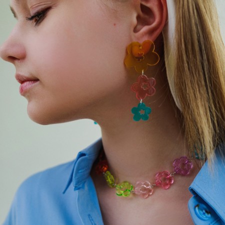 The necklace "Summer" flowers, color in silver, 44 cm-2
