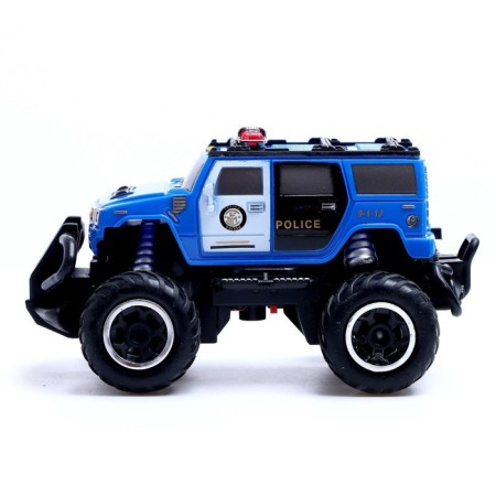 Radio -controlled jeep "Police", works from batteries, blue color-1