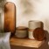 A set of ceramic cans for bulk products on the SL Home Stone Forest stand, 4 items: 3 banks 220 ml, stand