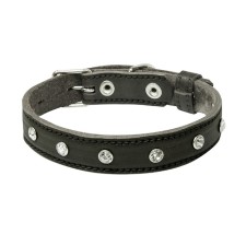 Leather collar with rhinestones 