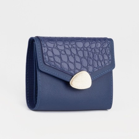 Women's wallet on the button, blue color