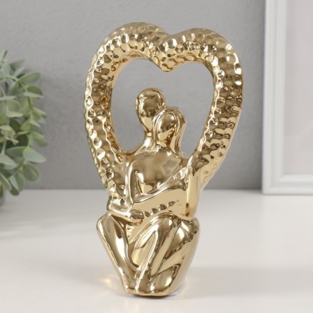 Souvenir Ceramics "Abstraction. In love with heart" gold 13x7x18.5 cm-3