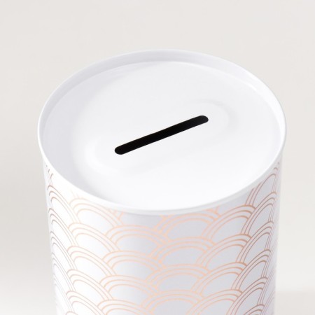 Piggy bank Metal "Golden Patterns on White" mix 8x8x12.5 cm-3