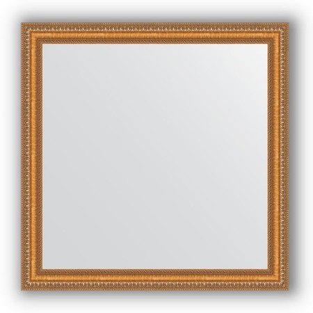 Mirror in the baguette frame - Golden beads on bronze 60 mm, 75 x 75 cm, EvoForm