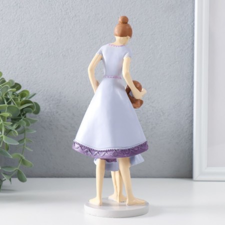 Polystone souvenir "Mom with a daughter in lilac dresses with flowers" 9x8.5x23.5 cm-2