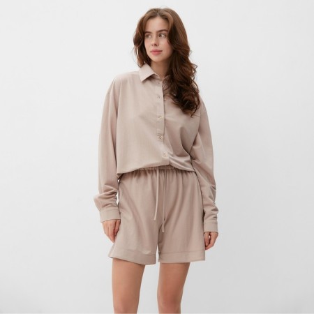 Women's costume (shirt, shorts) minku beige color, river 48