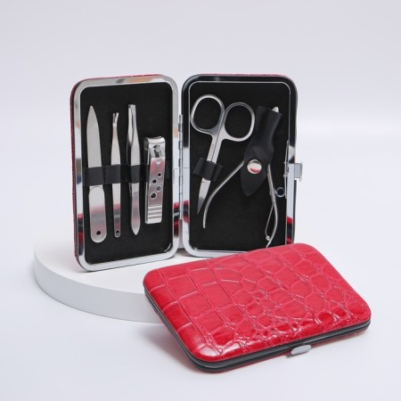 Manicure set "reptile", 6 items, in case, red color-2