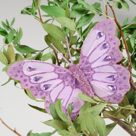 A butterfly for decor and floristry, on a clothespin, lilac, plastic, 1 pc., 9 cm-1