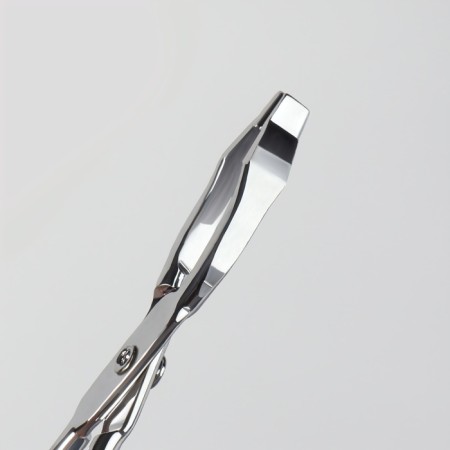 Pinzet in the form of scissors, curved, 8 cm, silver color-2