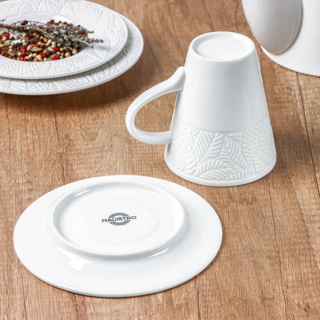 Tea couple Porcelain Magistro Crotone, 2 items: a 220 ml cup, a saucer d = 15 cm, white color-3