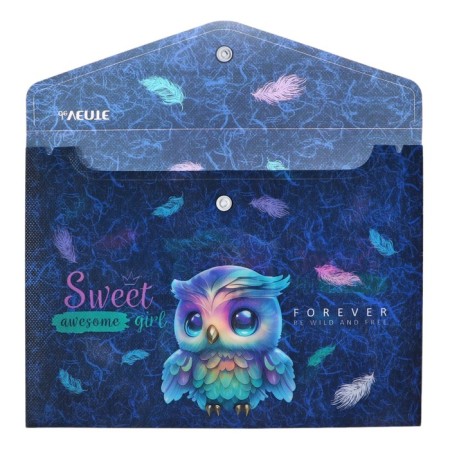 A5 Convert folder, on the button, 240 x 180mm, 180MKM, DEVENTE HAPPY OWL, texture-1