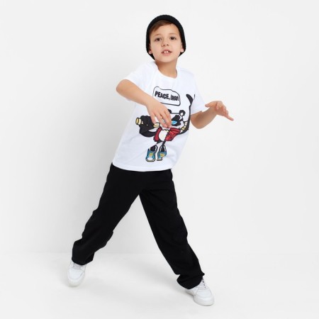 A set for a boy (T-shirt, trousers) KAFTAN "HYPE", height 146-152, white/black color-4