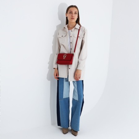 Magneta bag bag, long belt, red color-7