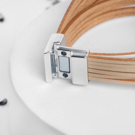 Bracelet Skin "on the magnet" continuous lines with an arc, white-beige color, 18.5 cm-2