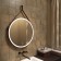 Mirror Uperwood Round LED, D = 65 cm, backlight, sensory switch, brown belt