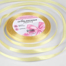 Satin tape, 6 mm × 23 ± 1 m, soft yellow color No. 101