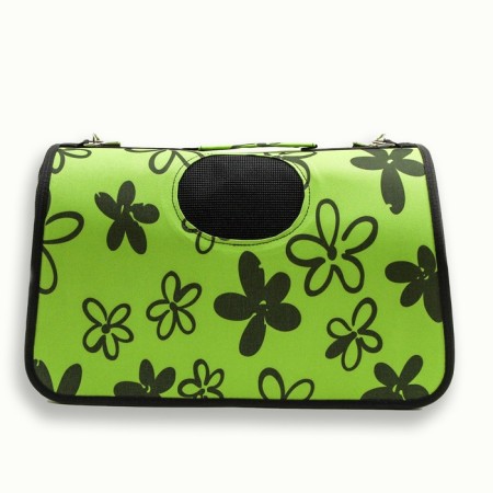 Bag - Carriage for animals "Flowers", green, size m, 40 x 21 x 27 cm-1