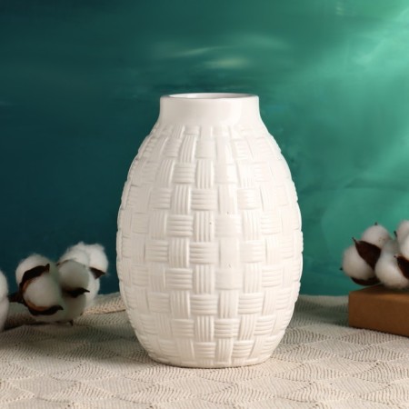 Kashpo - Vase "Wicker" 19x14cm, White