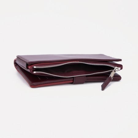 Women's wallet on the button, burgundy color-3