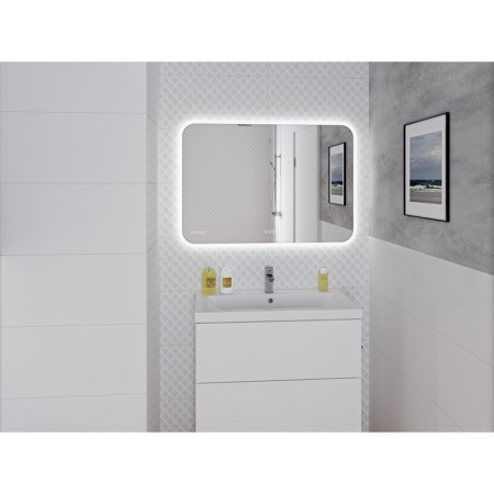 Mirror Cersanit Led 070 Design Pro, 80x60 cm, sensor, anti -recovery, watch-2