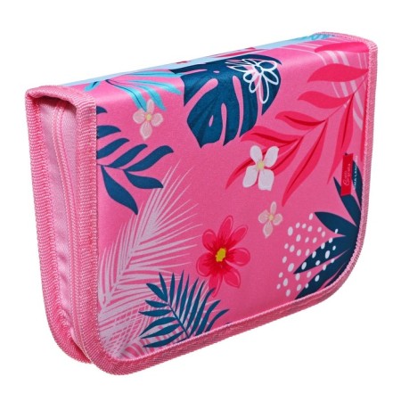 Penal 3 sections, tab inside, 140 x 210 x 40 mm, fabric, calligrata top block "flamingos"-3